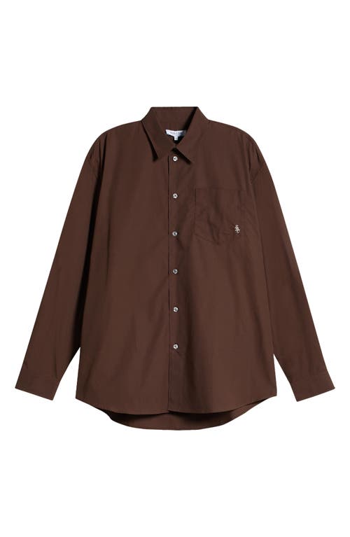 Shop Sporty And Rich Sporty & Rich Src Oversize Cotton Poplin Button-up Shirt In Chocolate