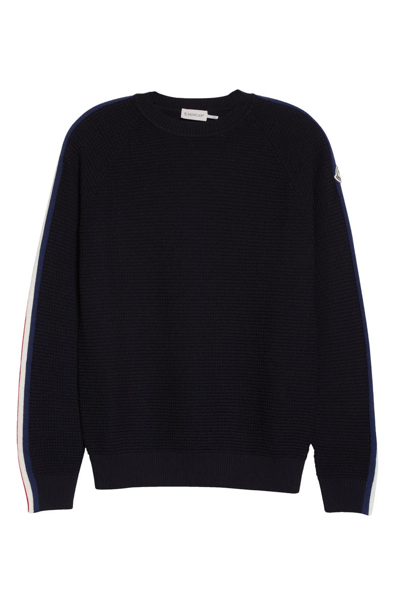 Moncler Piped Sleeve Waffle Knit Sweater, Alternate, color, 