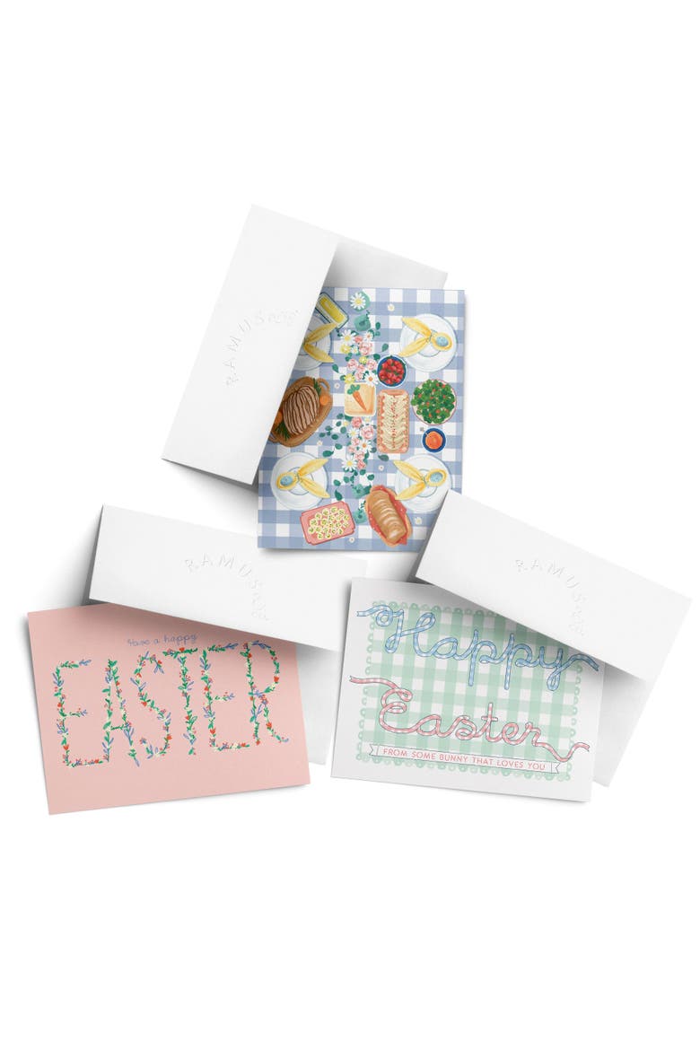 Easter Greeting Card Pack, 'Gingham Ribbons, Table, Pink', Main, color, Multi-Pack