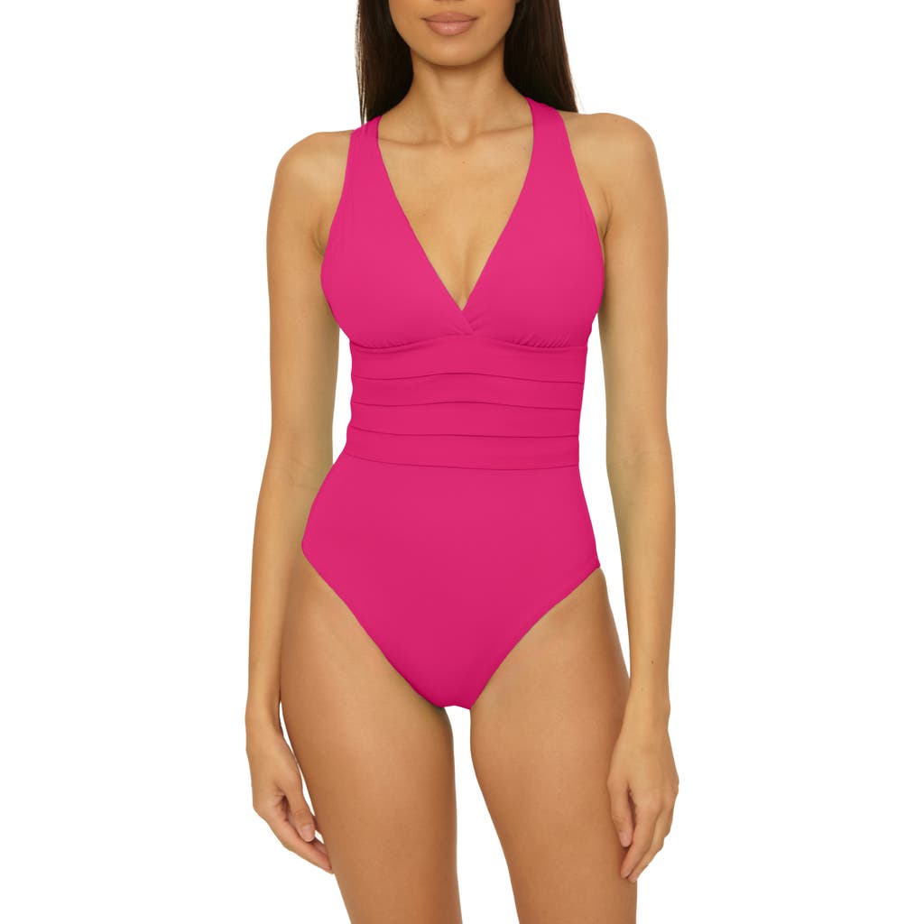 Soluna Sun Goddess Pleated One-piece Swimsuit In Pink