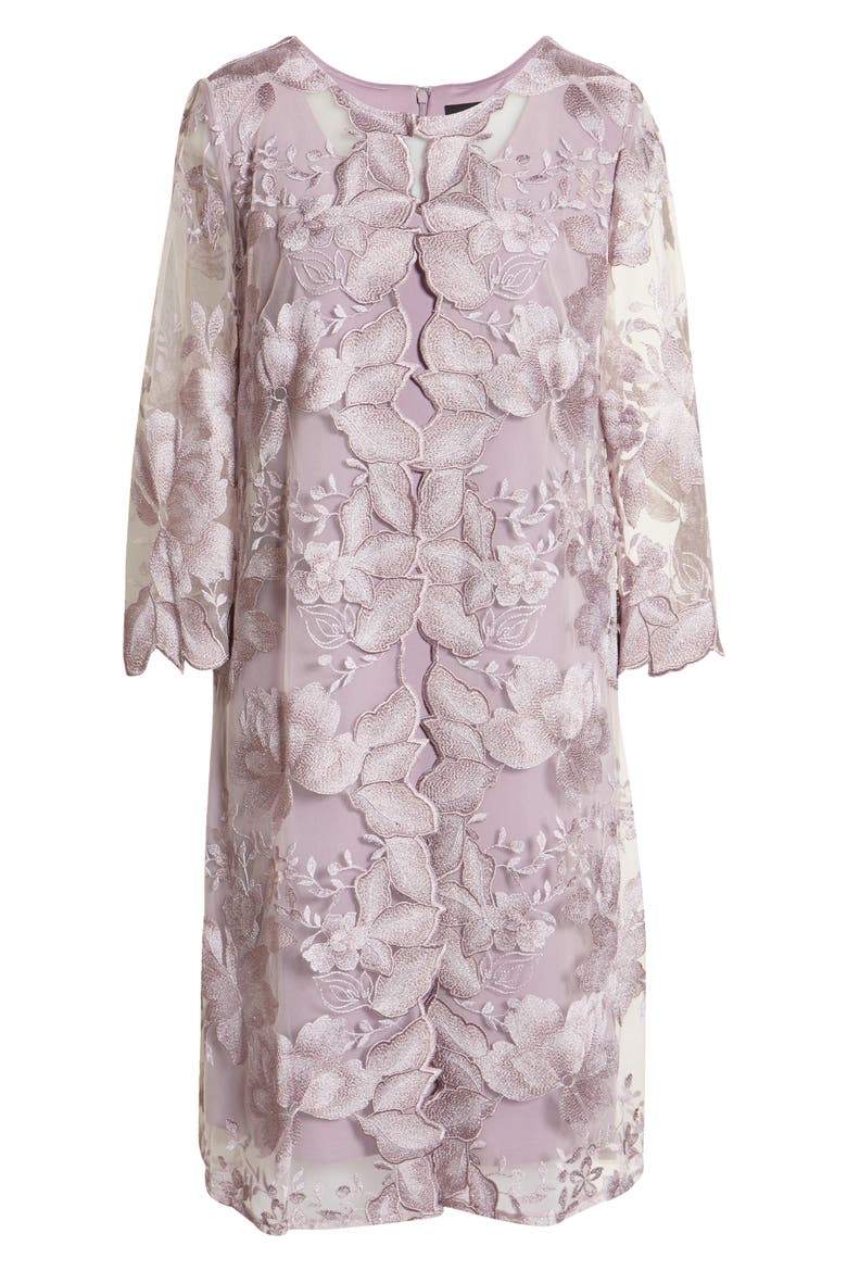 Embroidered Mock Jacket Cocktail Dress, Alternate, color, SMOKEY ORCHID