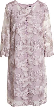 Alex Evenings Embroidered Mock Jacket Cocktail Dress
