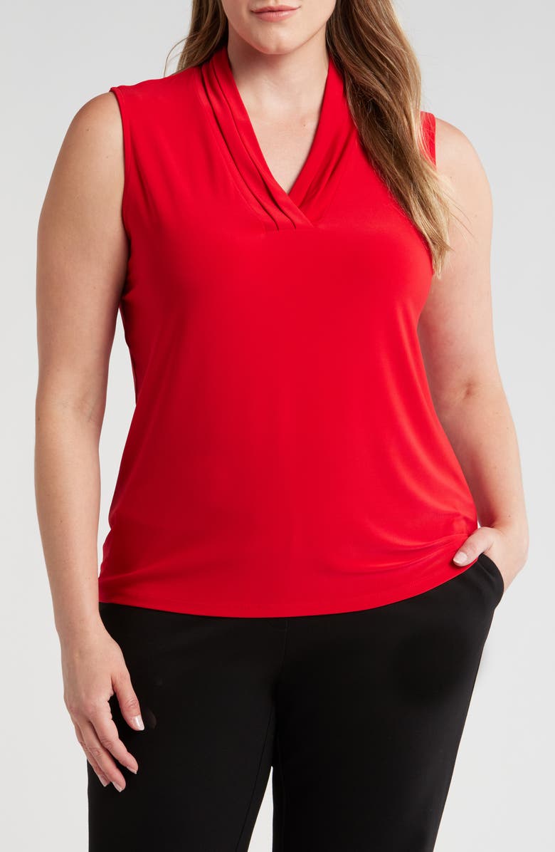 Anne Klein Triple Pleat Sleeveless V-Neck Top, Main, color, 