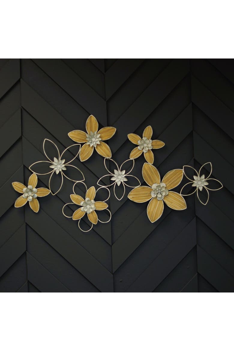 Metal 36 in. Gold Wire Floral Wall Decor, Alternate, color, Gray