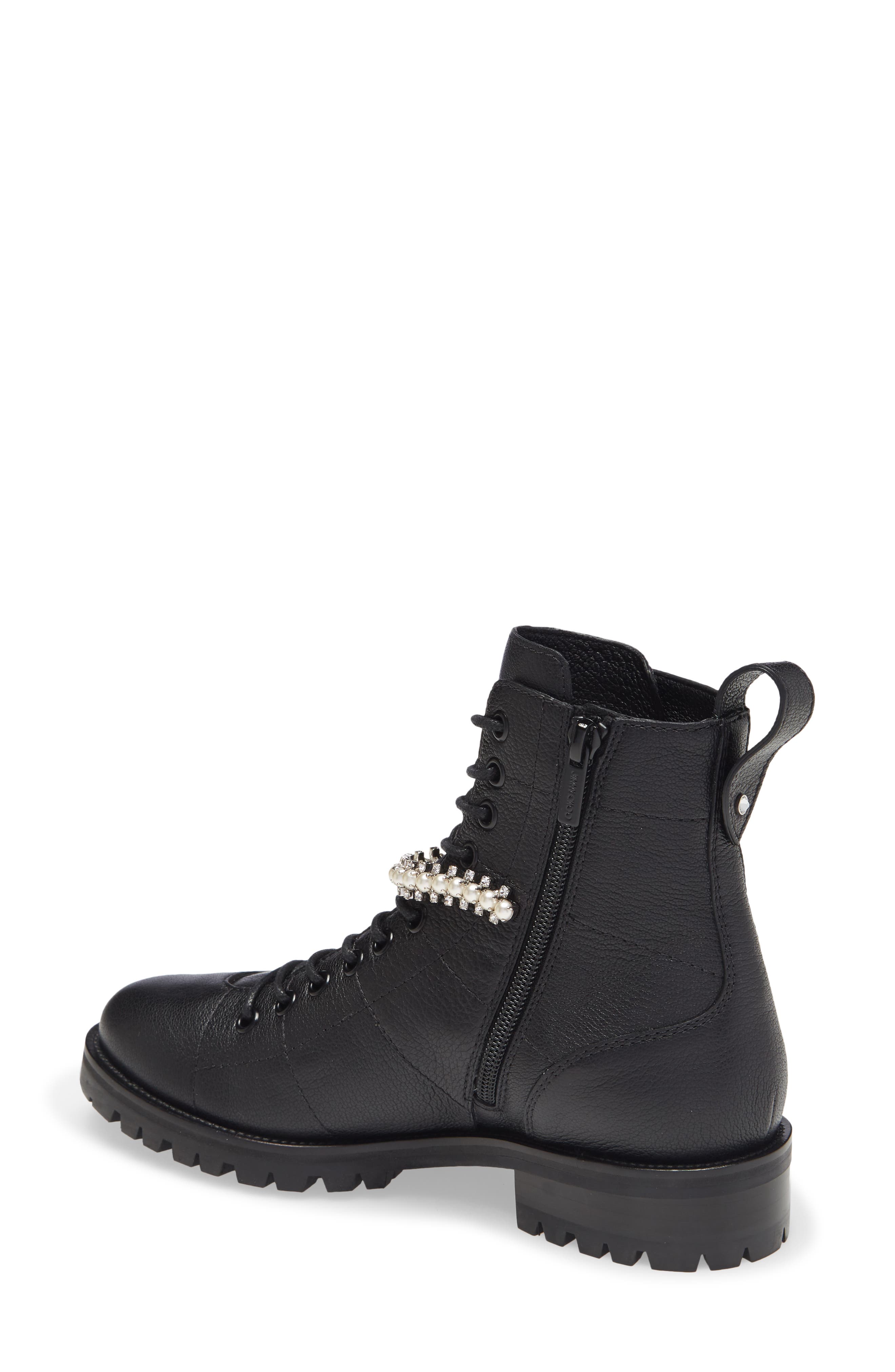 Jimmy Choo Cruz Embellished Combat Boot, Alternate, color, 