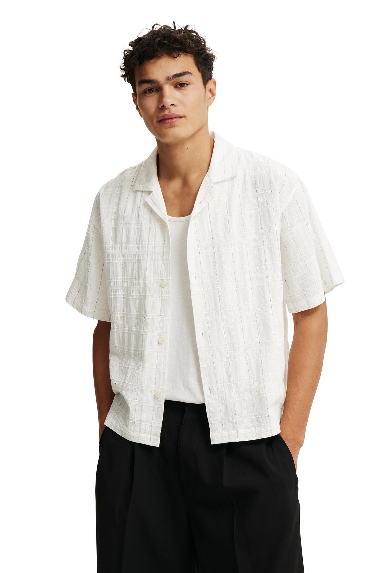 selected White Dobby Check