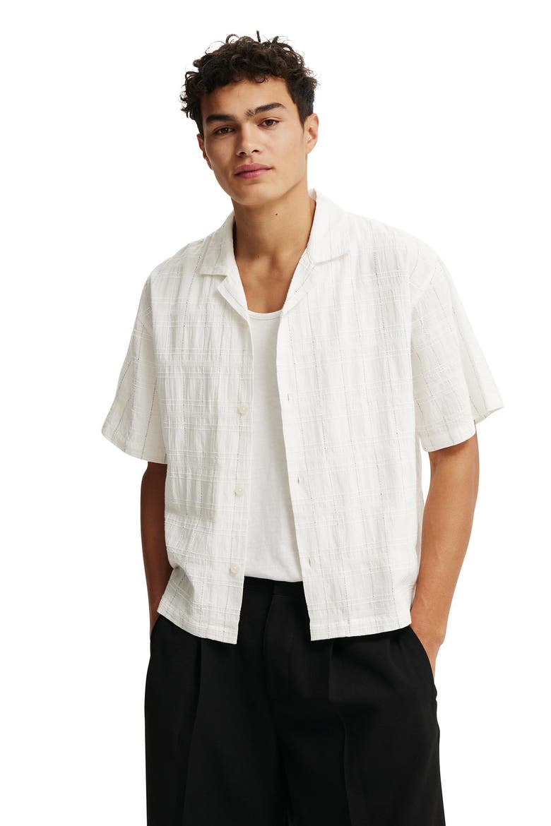 Men's Box Fit Short Sleeve Shirt, Main, color, White Dobby Check
