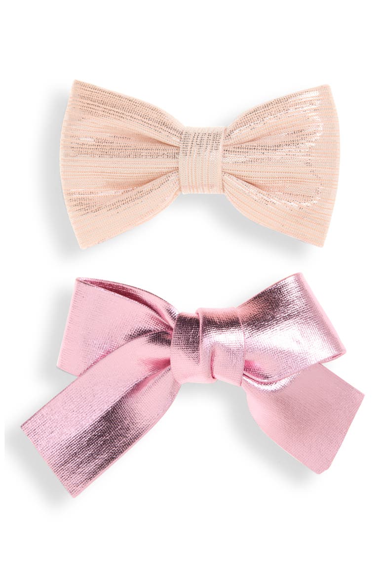 Kids' 2-Pack Metallic Hair Bows, Main, color, PINK