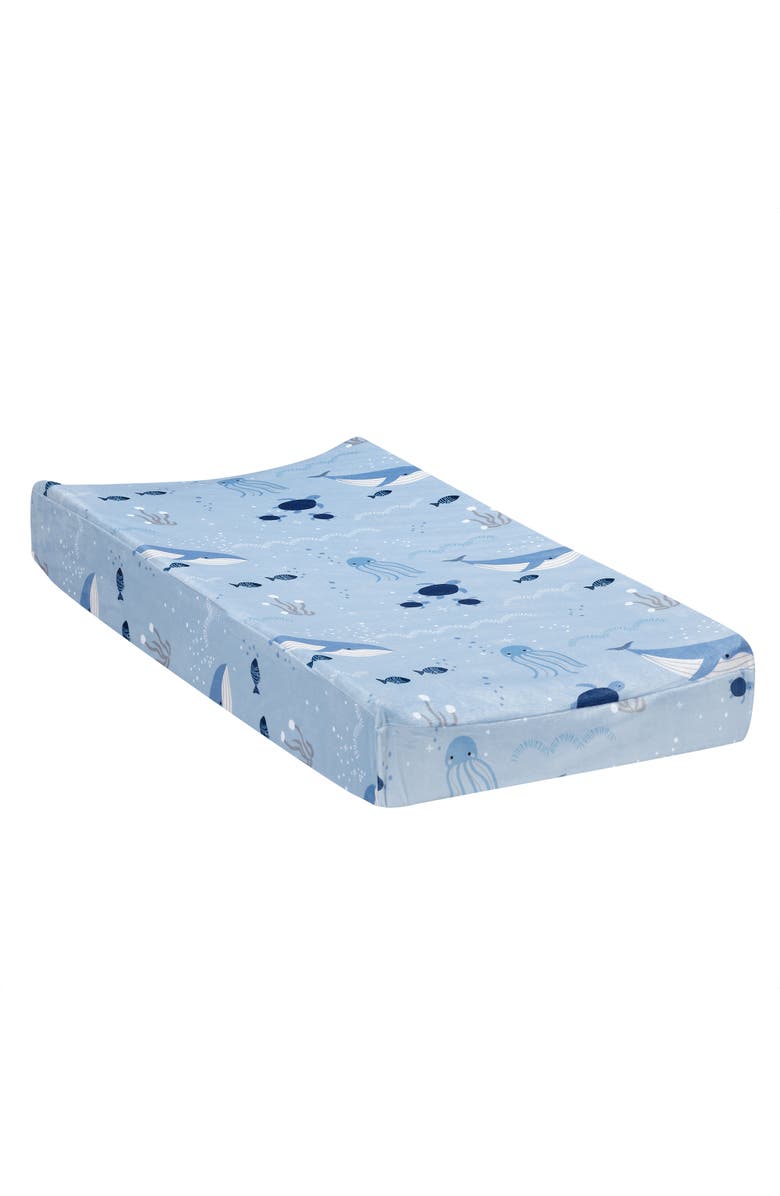 Lambs & Ivy Bubbles and Squirt Soft Changing Pad Cover, Main, color, Blue