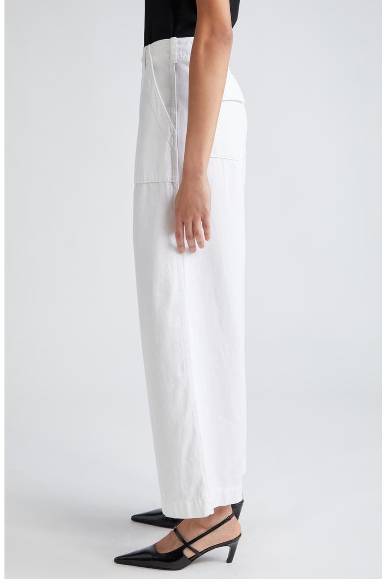 Leon Wide Leg Cotton Pants, Alternate, color, WHITE