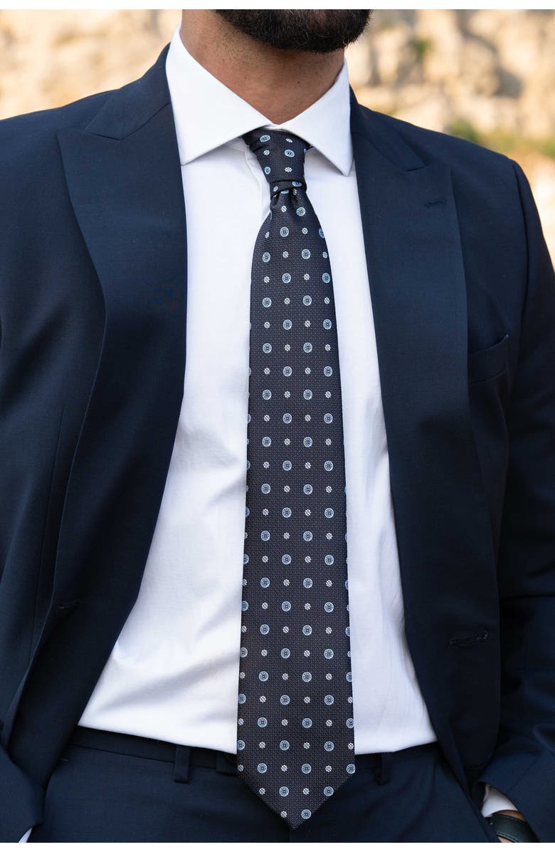 Elizabetta Benelli - Extra Long Silk Jacquard Tie for Men, Alternate, color, Dark Navy