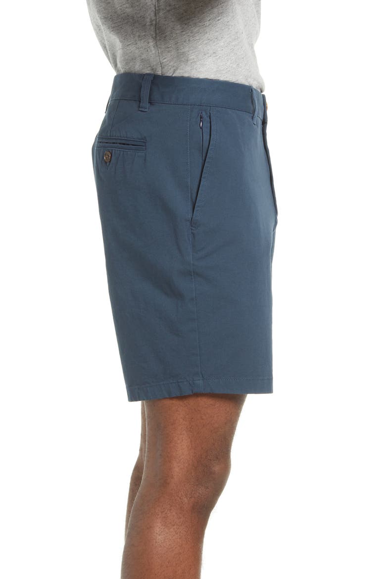 Washed Stretch Cotton Chino Shorts, Alternate, color, STEELY