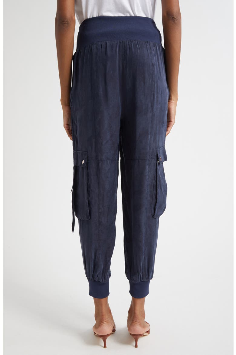 Harmony Washed Satin Twill Cargo Parachute Pants, Alternate, color, NAVY