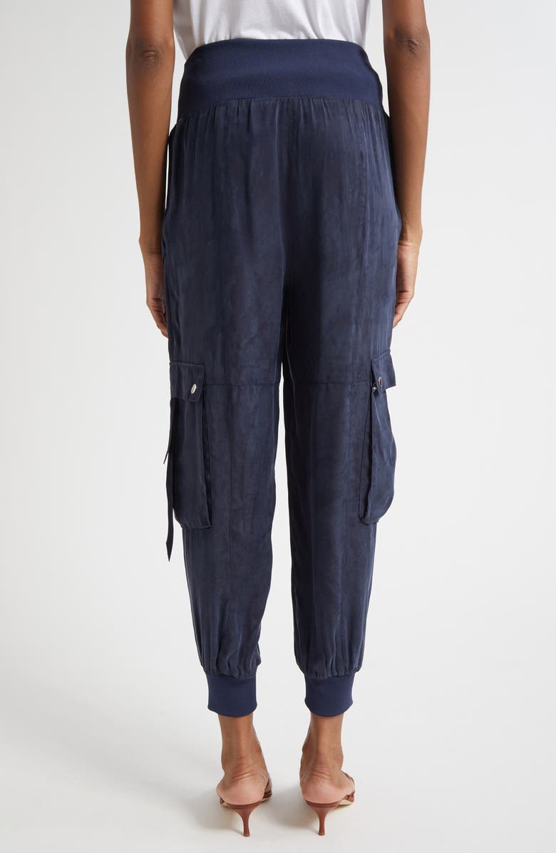 Cinq à Sept Harmony Washed Satin Twill Cargo Parachute Pants, Alternate, color, Navy