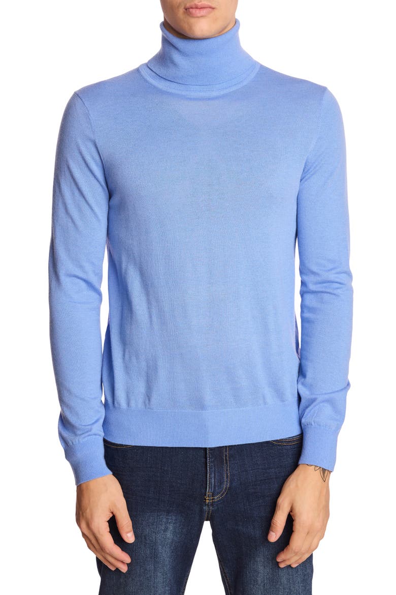 Fine Gauge Turtleneck Sweater, Main, color, LIGHT BLUE