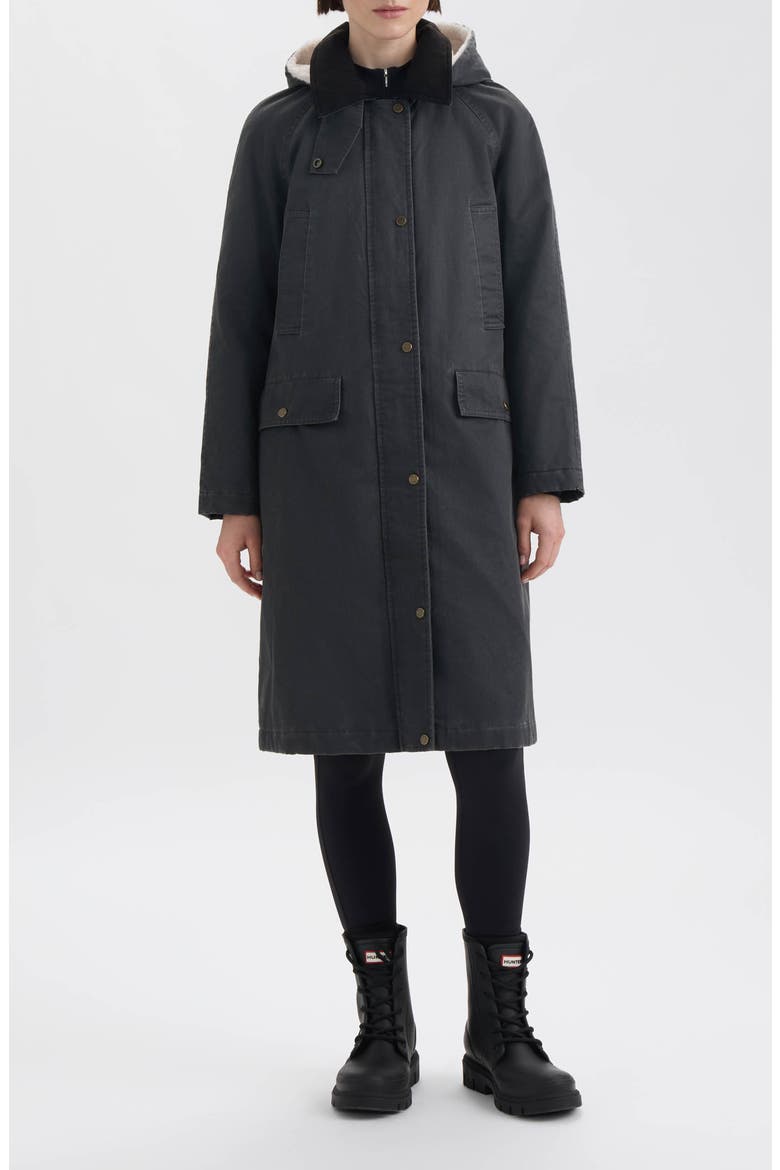 Ellie Coated Padded Longline Coat, Main, color, BLACK