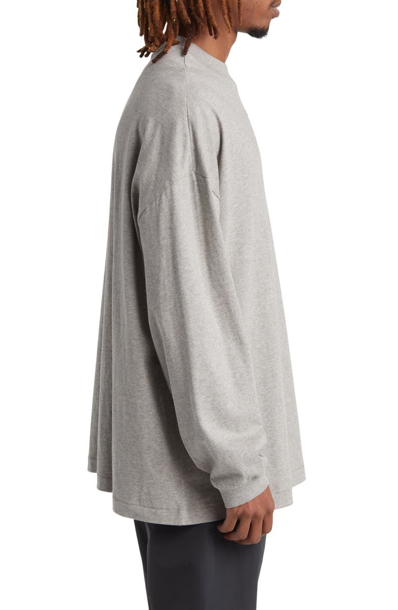 Fear of God Essentials Logo Heathered Long Sleeve Cotton T-Shirt, Alternate, color, 
