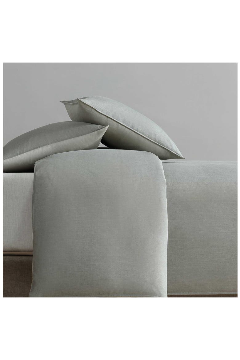 Contrast Weave Duvet Cover & Shams Set, Alternate, color, LIGHT / MEDIUM GREEN
