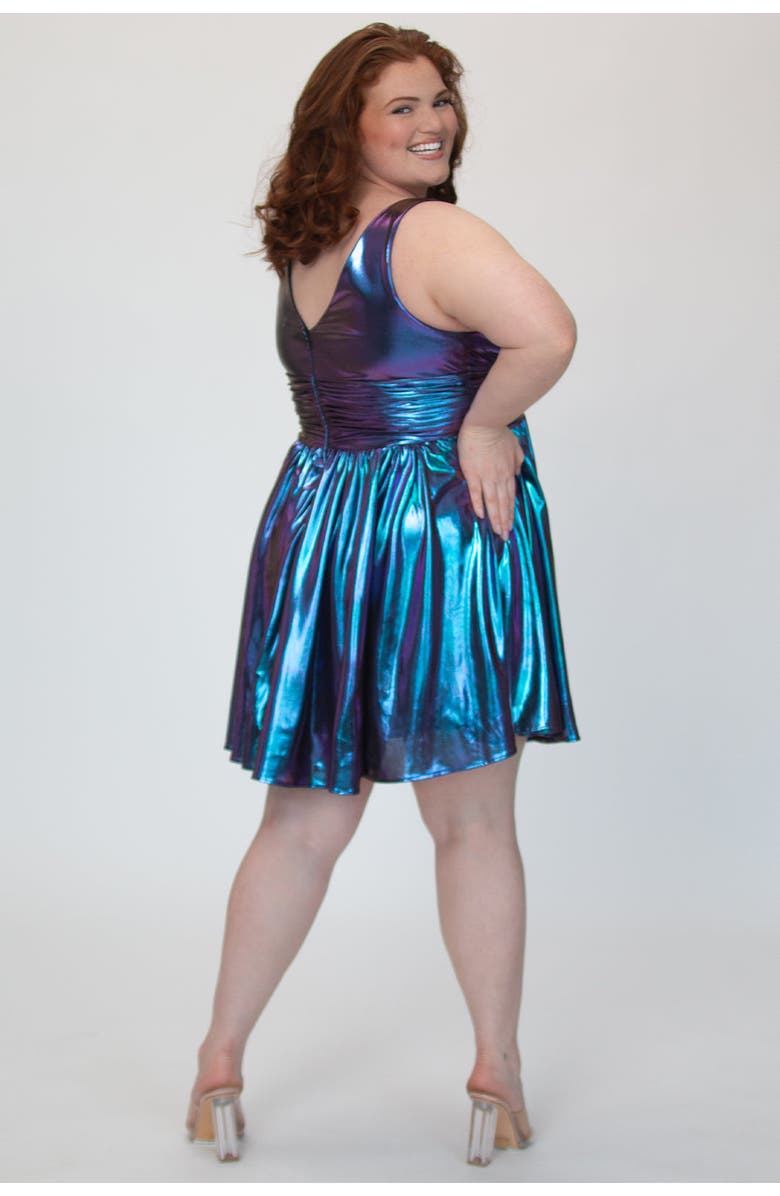 Sydney's Closet Bra-friendly Iridescent A-line Party Dress, Alternate, color, Prism