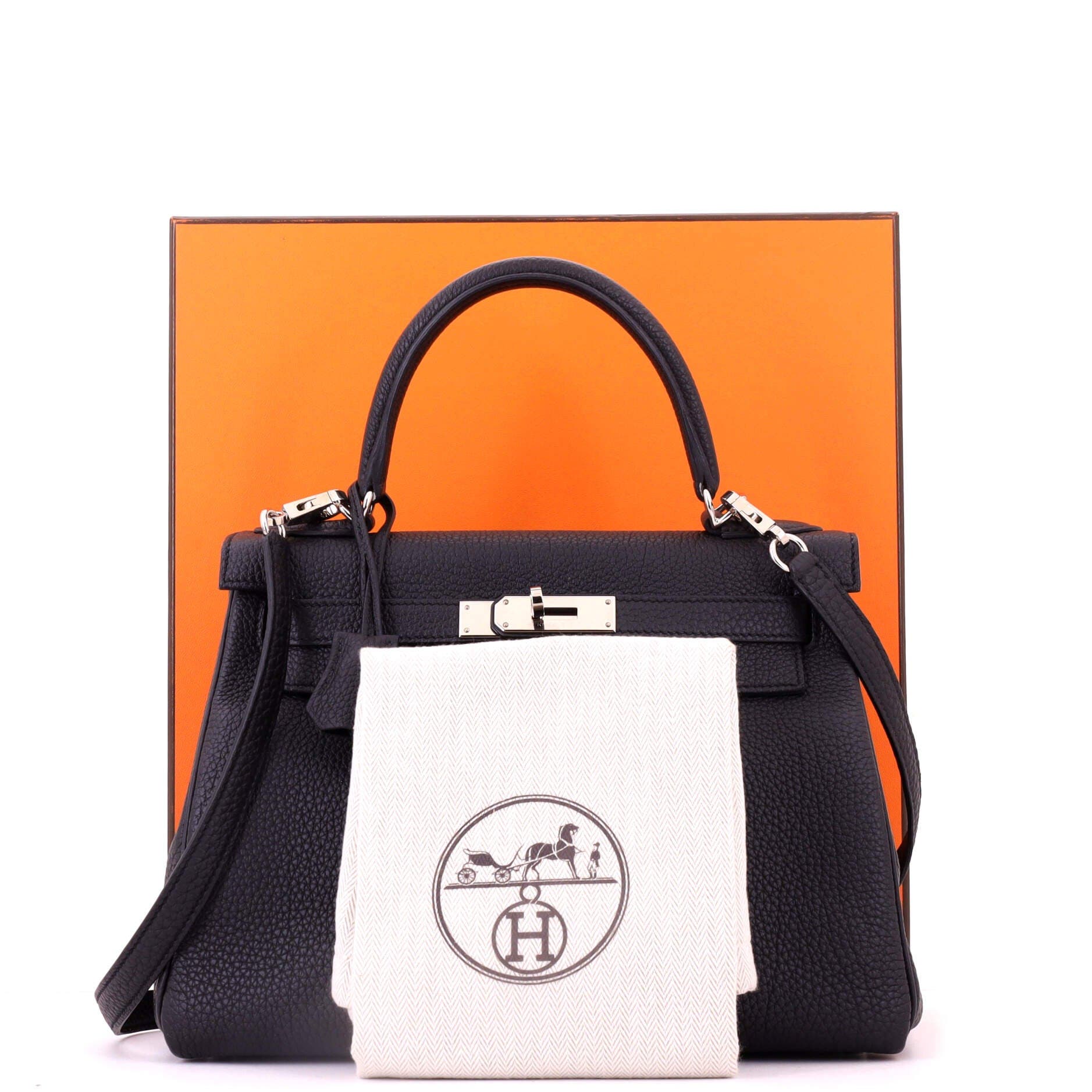 Kelly Handbag Black Togo with Palladium Hardware 28, Alternate, color, Black