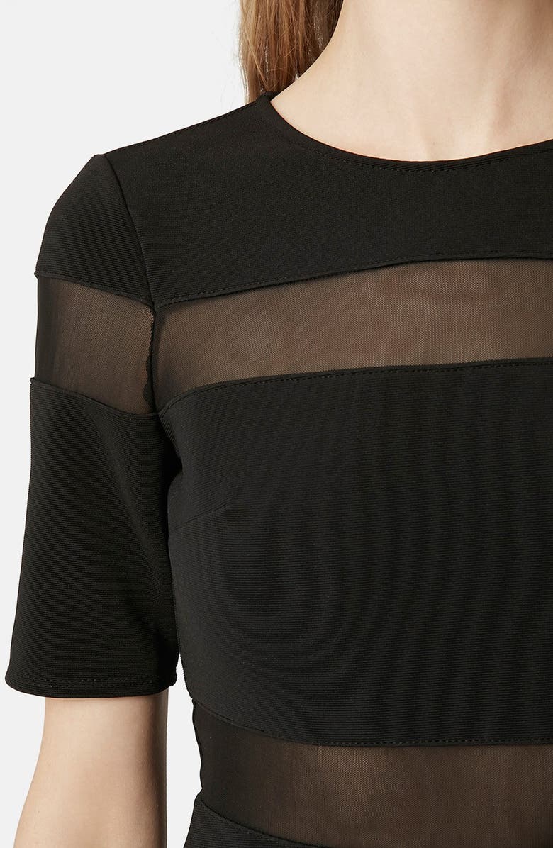 Topshop Sheer Stripe Skater Dress, Alternate, color, 