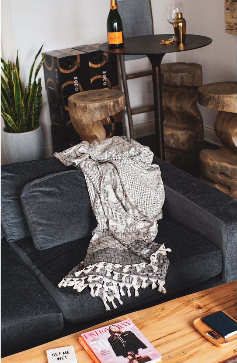 Sunkissed - Casa Blanket / Throw, Alternate, color, El Nido Black / Off White