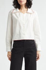 Bode Redbud Cotton Poplin Button-Up Shirt