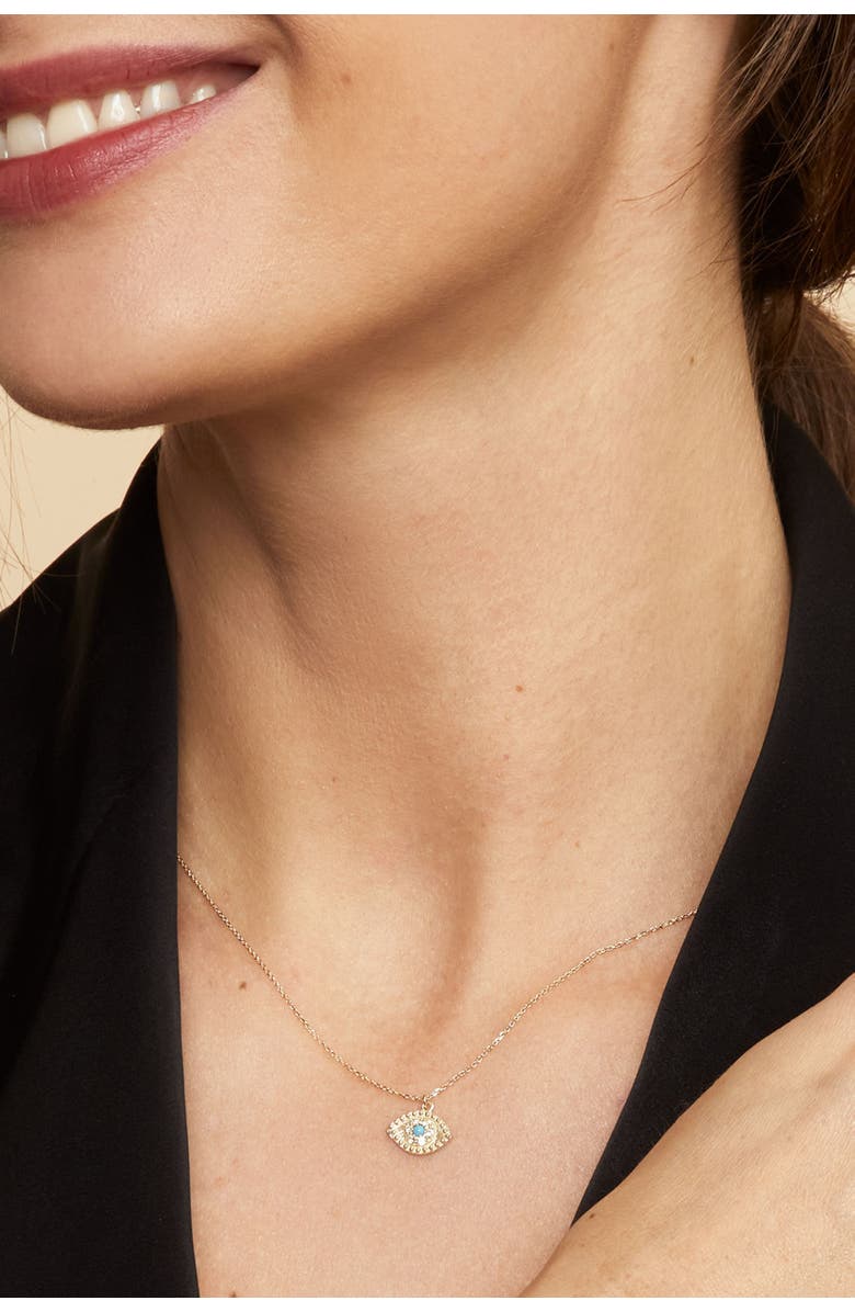 Oradina 14K Yellow Gold Evil Eye Pendant, Alternate, color, Yellow Gold