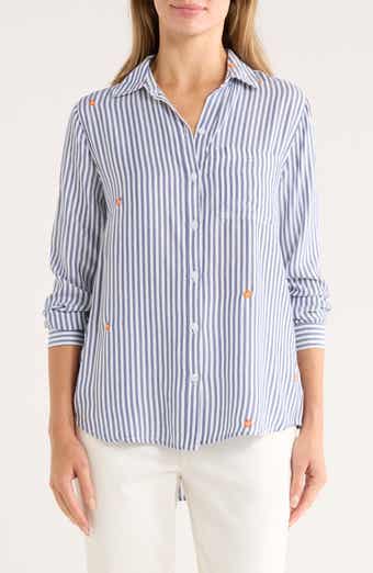 beachlunchlounge Kaylee Heart Stripe Long Sleeve Button-Up Shirt