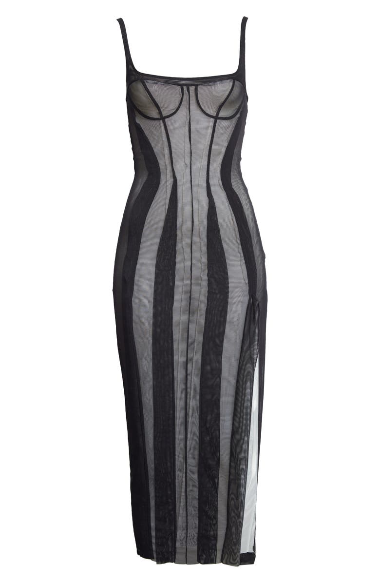 Kathryn Bowen Bustier Mesh Midi Tank Dress, Alternate, color,