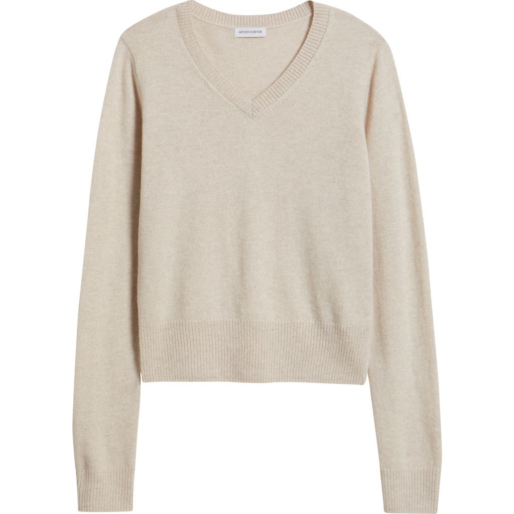 ARTLESS FOREVER Tove V-Neck Wool & Cashmere Sweater in Stone at Nordstrom, Size X-Small