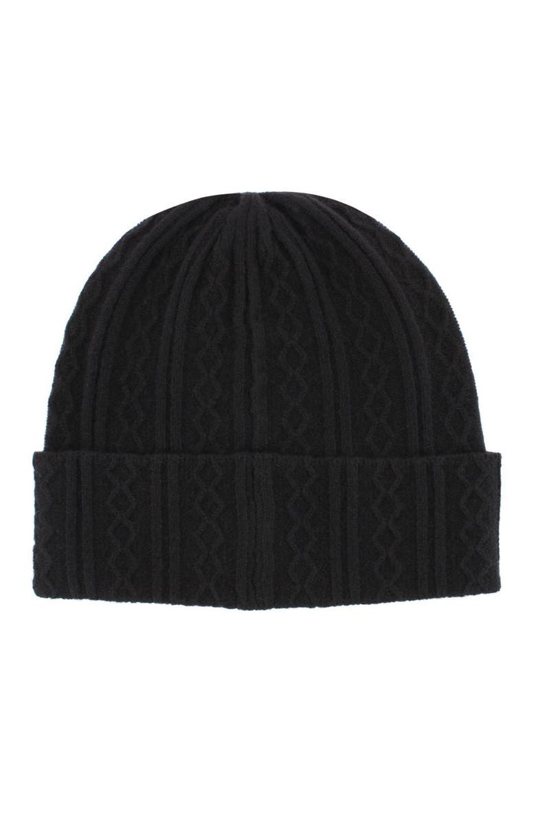 Trafalgar The Windsor Merino Wool Cable Knit Beanie, Main, color, Black