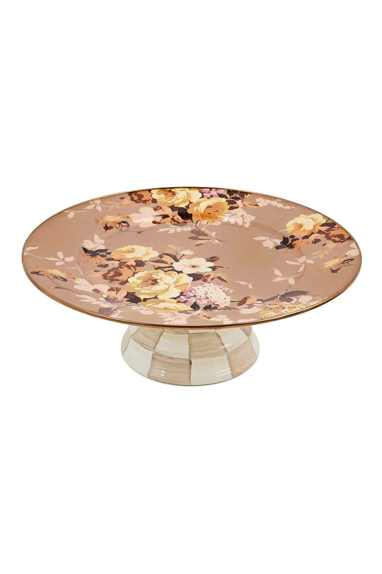 Wild Rose Slate Large Pedestal Platter, Alternate, color, MAUVE