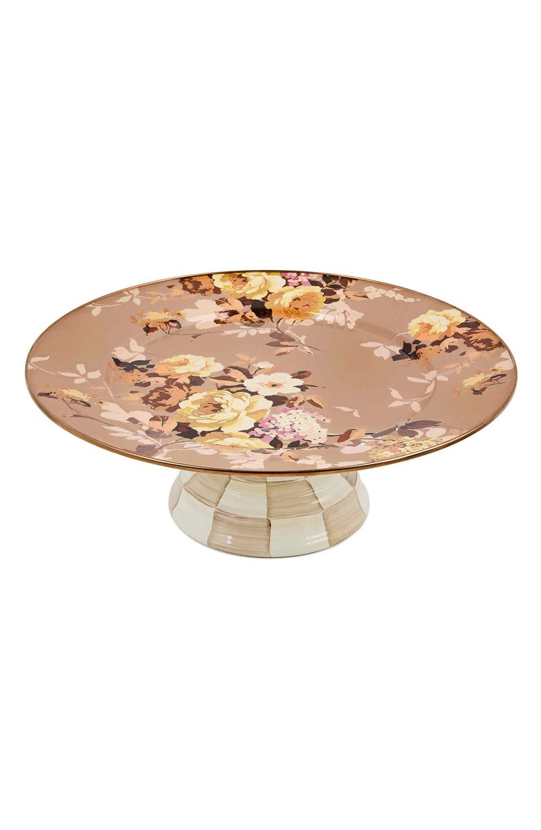 MACKENZIE CHILDS Wild Rose Slate Large Pedestal Platter, Alternate, color, Mauve