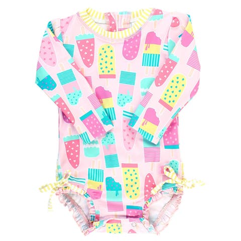 Baby Girls Long Sleeve UPF50+ One Piece Rash Guard