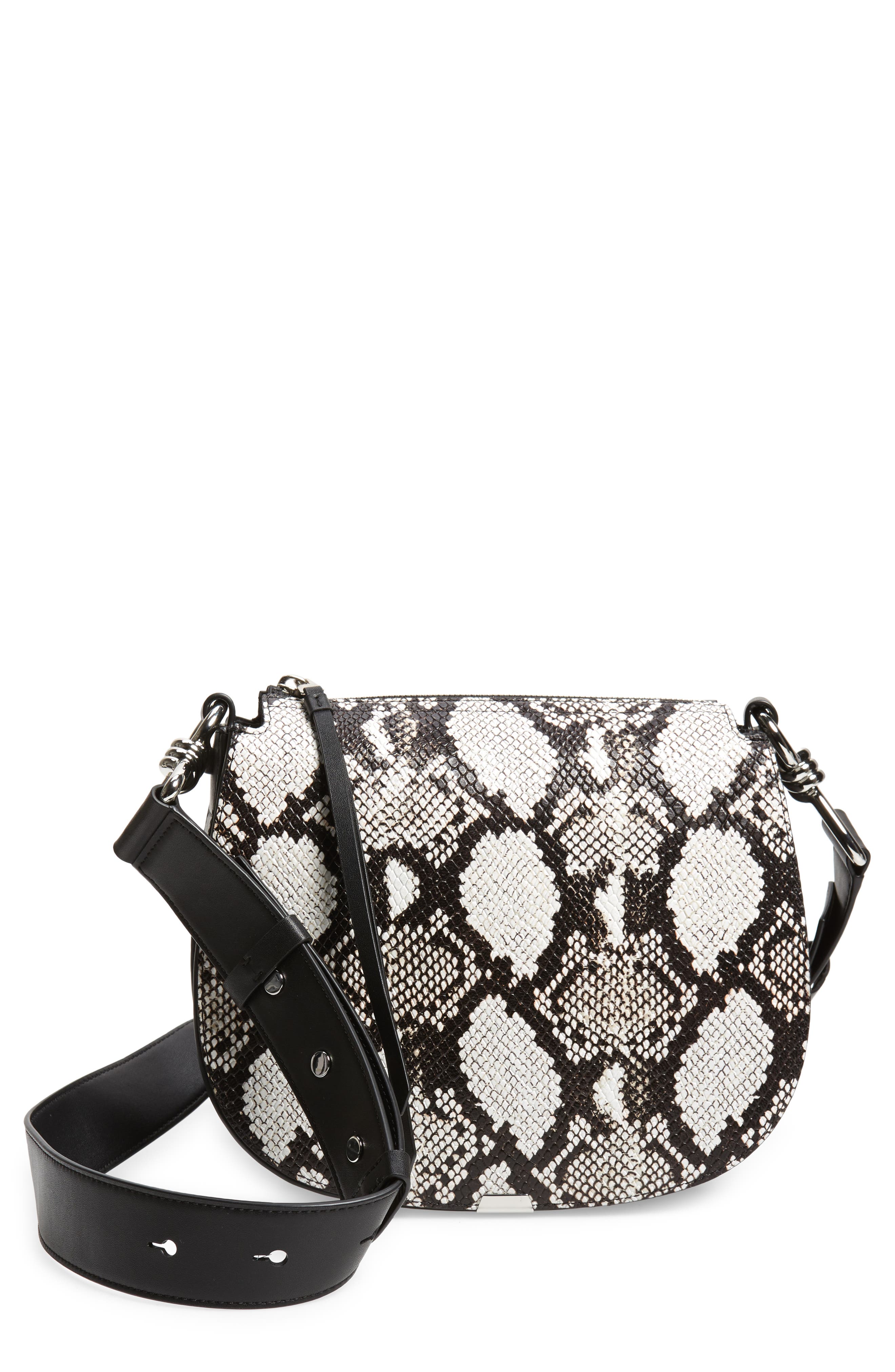 Round Leather Crossbody Bag, Main, color, SNAKE