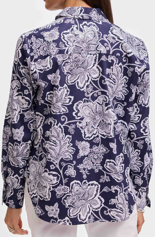 Foxcroft Meghan Floral Print Cotton Button-up Shirt