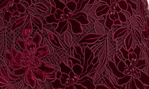 Dress The Population Stassi Long Sleeve Velvet Floral Lace Cocktail Minidress In Brown