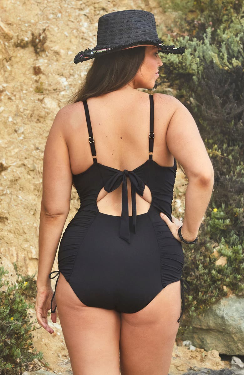 Becca Etc. Colorcode Shirred One-Piece Swimsuit, Alternate, color, Black