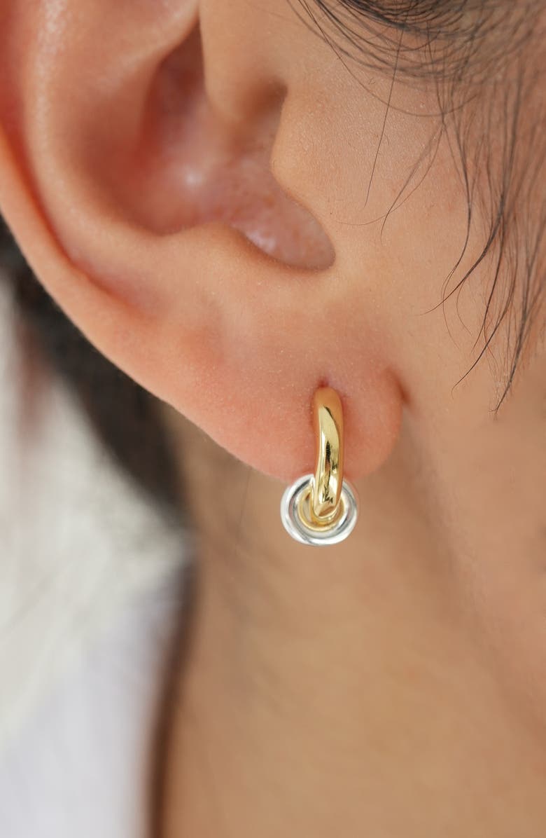 Argento Vivo Sterling Silver Two-Tone Interlock Hoop Earrings, Alternate, color, Two Tone