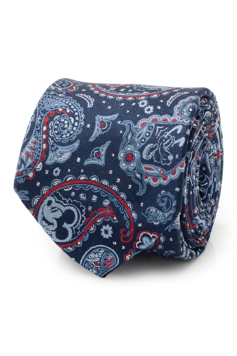 x Disney Mickey & Friends Paisley Silk Tie, Main, color, NAVY