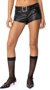 EDIKTED Alba Belted Faux Leather Shorts
