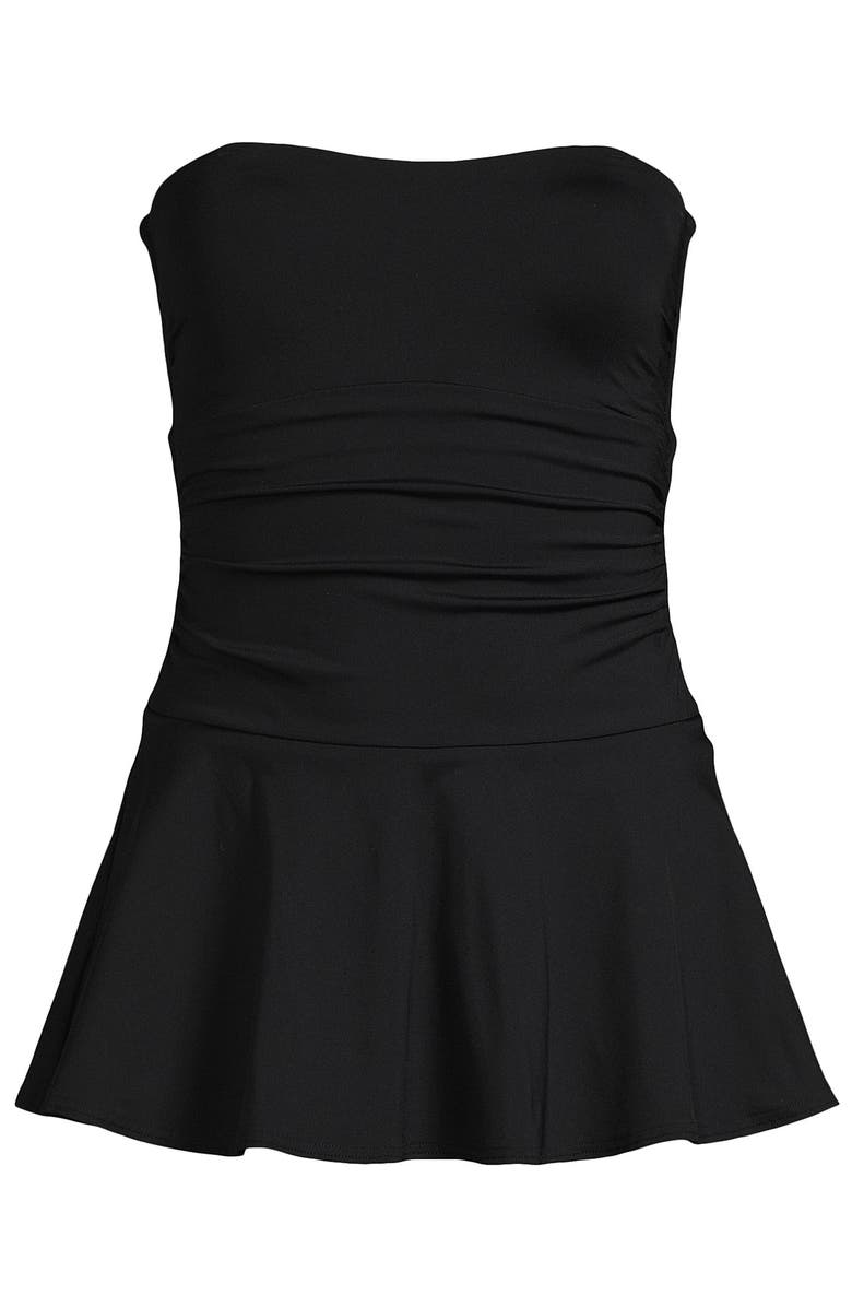 Lands' End Sculpting Bandeau Lace Back Mini Swim Dress, Alternate, color, Black