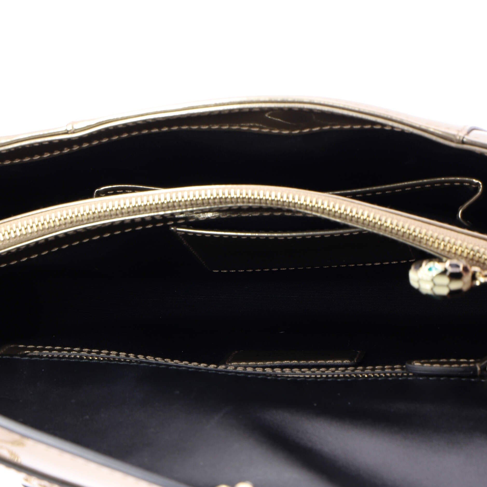 Serpenti Forever Shoulder Bag Metallic Leather Medium, Alternate, color, Metallic Silver