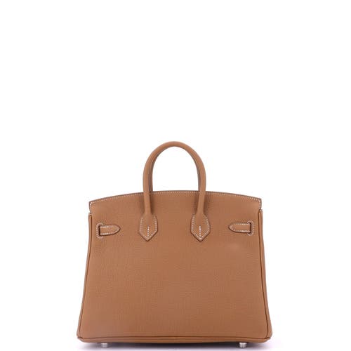 Pre-owned Hermes  Hermes Birkin Handbag Brown Togo With Palladium Hardware 25 In Gold