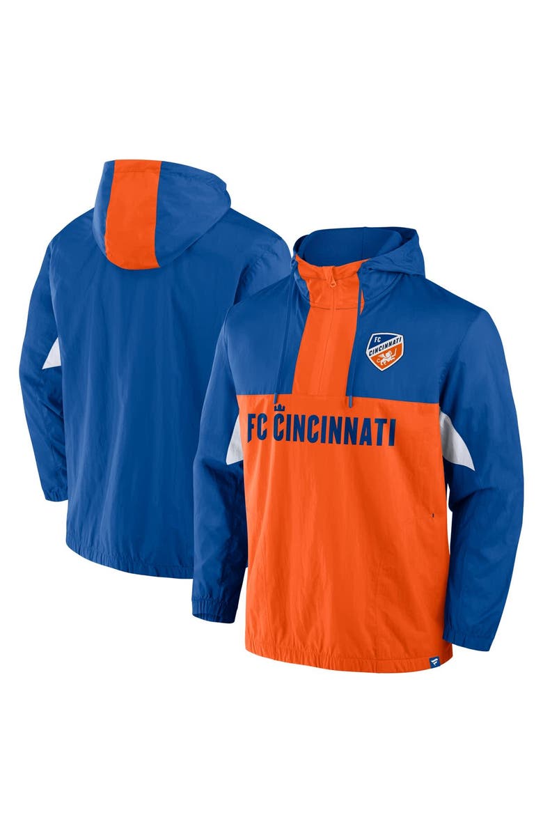 FANATICS Men's Fanatics Royal FC Cincinnati Free Kick Woven Quarter-Zip Hoodie Jacket, Alternate, color, Blue