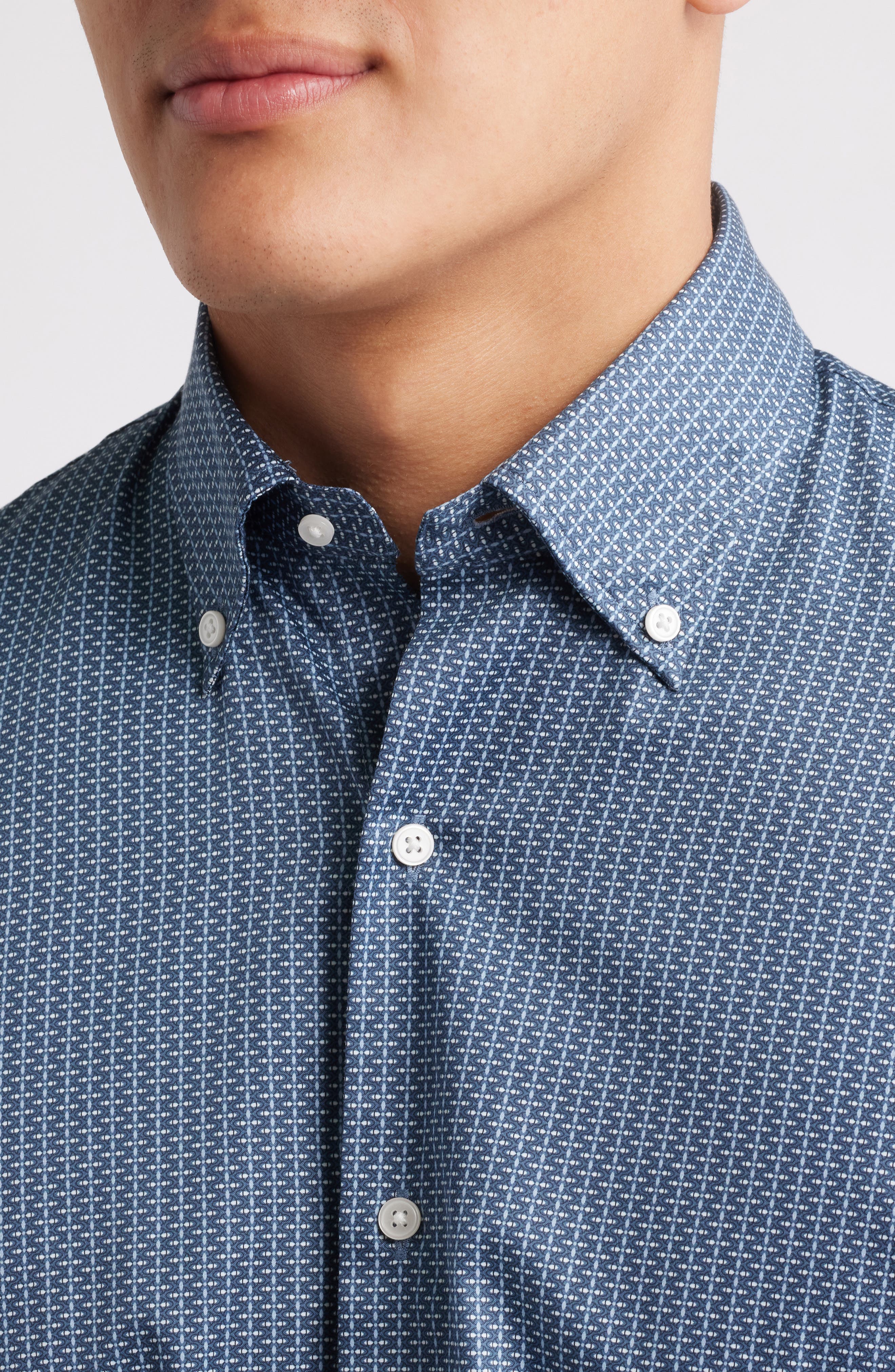 Zollar Geometric Print Short Sleeve Button-Down Shirt - image 4