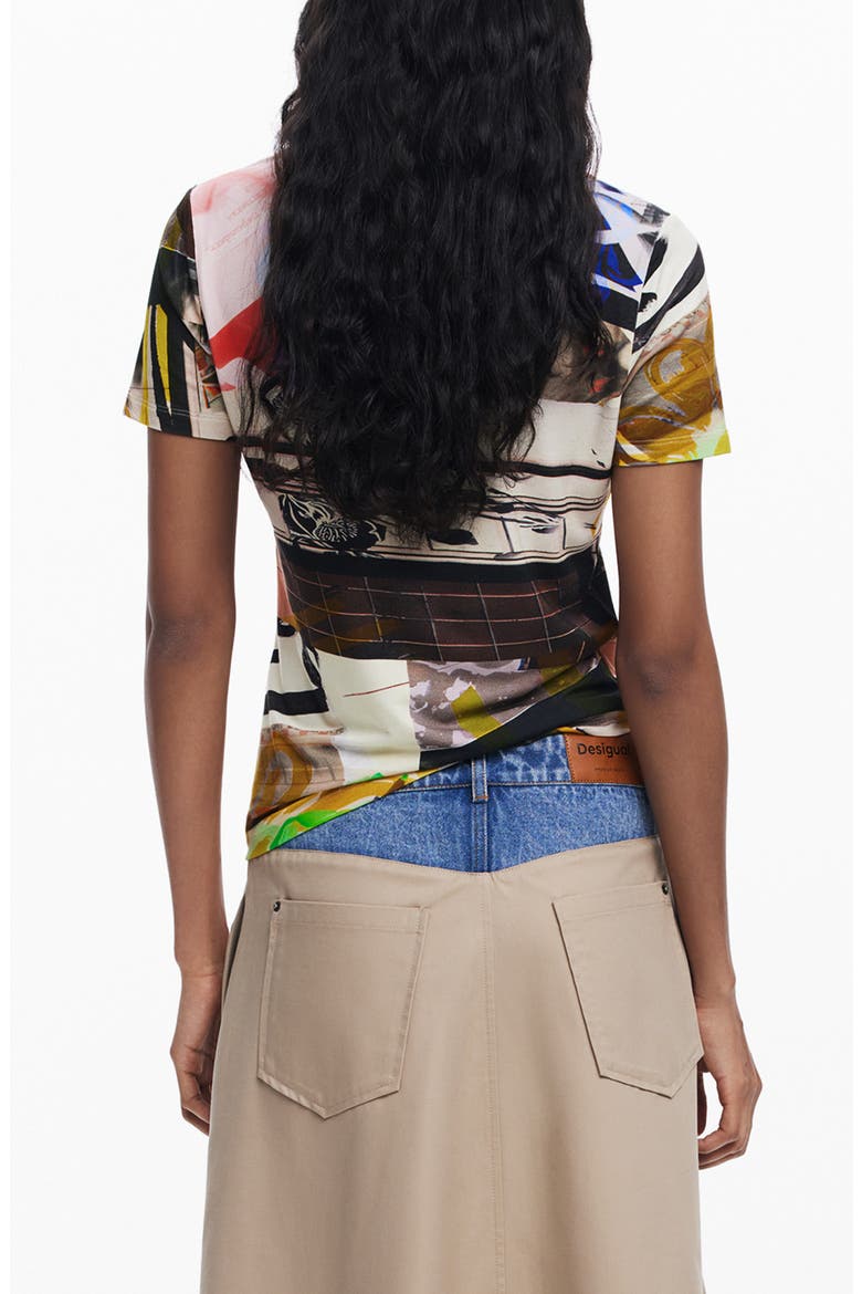 Abstract Print Cotton Blend T-Shirt, Alternate, color, WHITE MULTI