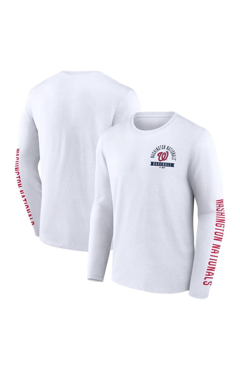 FANATICS Men's Fanatics White Washington Nationals Press Box Long Sleeve T-Shirt, Alternate, color, White