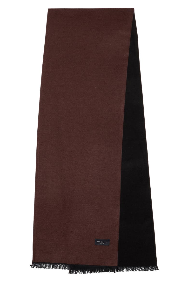 Reversible Silk Scarf, Alternate, color, BROWN BLACK